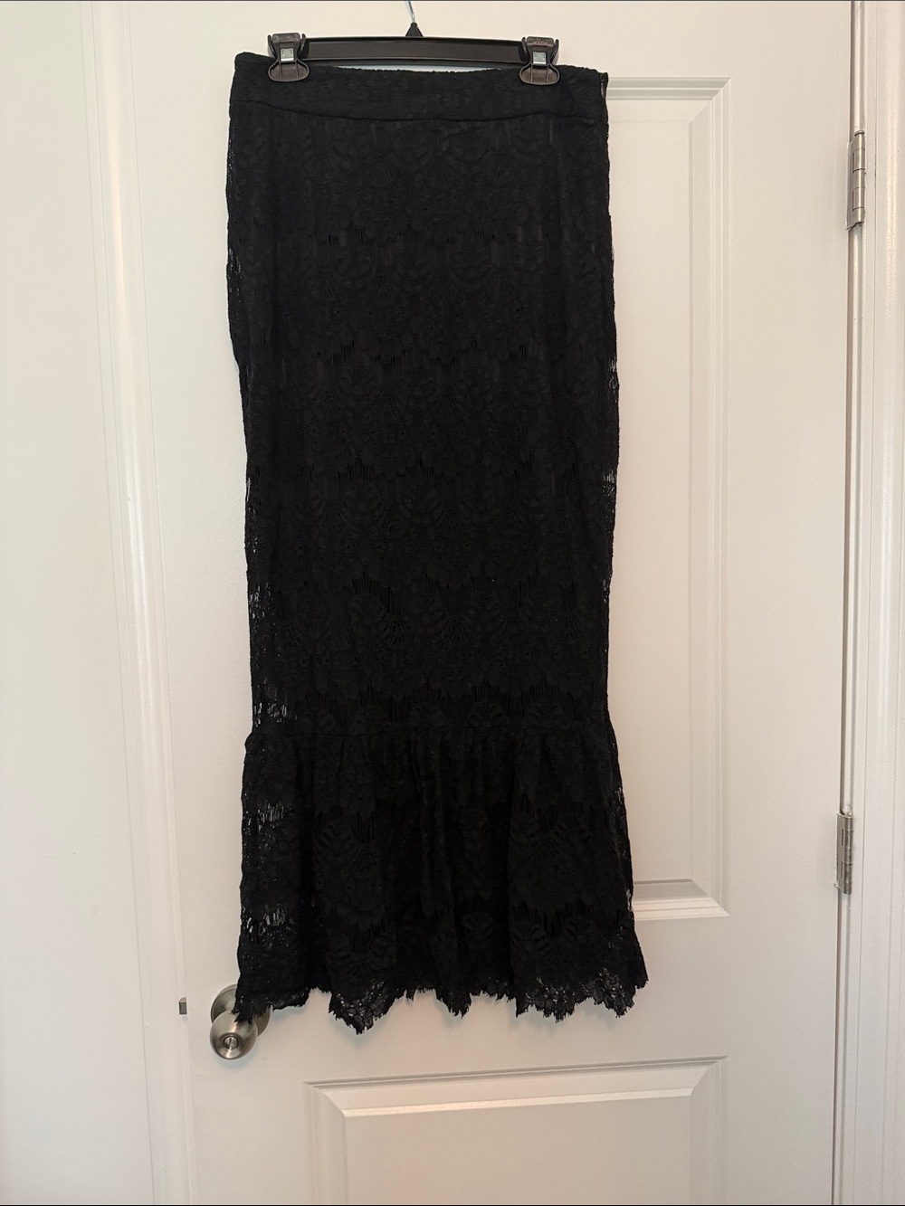 Dainty Jewells Black Lace Maxi Skirt with Flounced Hem